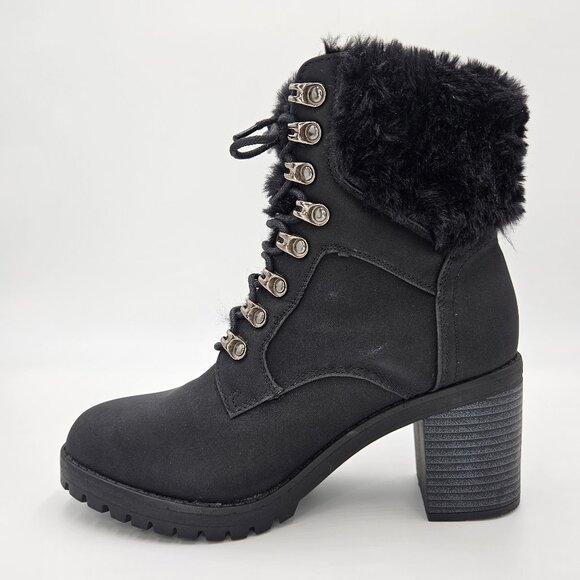 Olivia & Kate Ryder Womens Boot Winter Ankle Heels Lace Up Black Size 8.5 - Picture 10 of 12